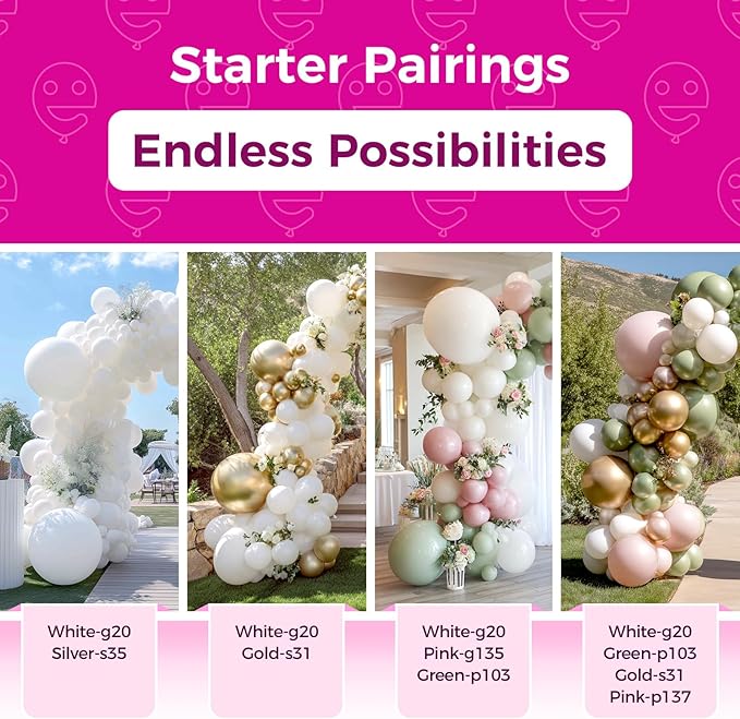 Bezente White Balloons Latex Party Balloons, 100 Pack 12 inch Round Helium Balloons for Valentines Day Wedding Birthday Engagement Bridal Shower Party Backdrop Decorations