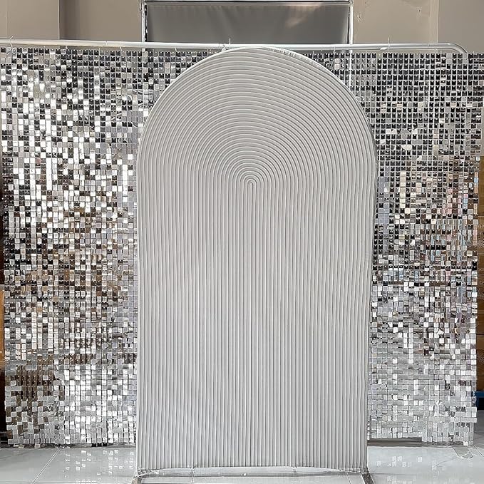 Beige Ripples Pattern Arch Backdrop Cover for Birthday Party Wedding Baby Shower Decorations Chiara Backdrops Arched Wall Frame Stands Covers Props GP-455 3ft * 6ft