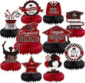 10PCS Graduation Decorations Class of 2025 Centerpieces, Congrats Grad Honeycomb Table Toppers for Graduation Party Favors, 2026 Graduation Party Decorations (10PCS, Maroon & Black)