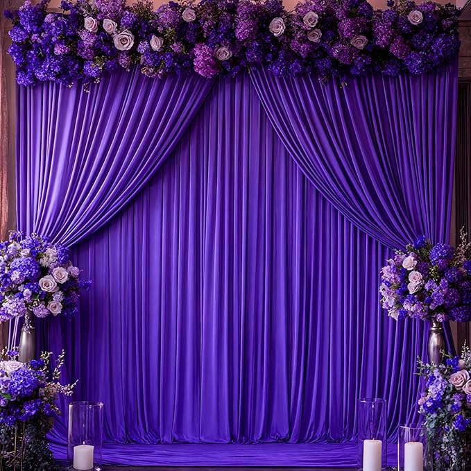 Purple Backdrop Curtains 10 Panels-Wrinkle-Free Purple Curtains Polyester Photography Drapes for Baby Shower Birthday Party Photo Background Backdrop Stand- 40 X10FT