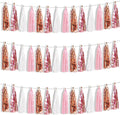 BEISHIDA 3 Packs White Pink Rose Metallic Foil Fringe Tassel Garland Banner Streamers for Girl Birthday Bridal/Baby Shower Wedding Engagement Valentine's Day Anniversary Women's Party Decoration