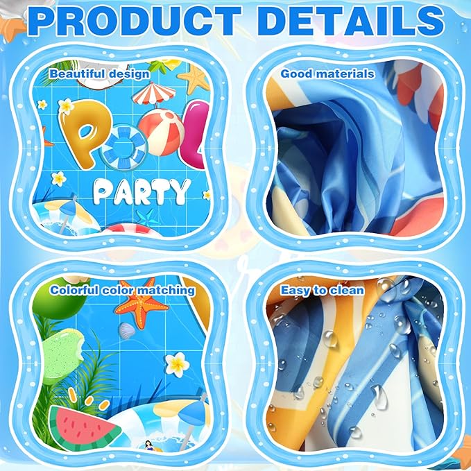 Summer Pool Beach Party Decorations, Summer Party Beach Decor Supplies, Pool Banner Decorations, Backdrop Wall Decor for Kids Suitable for Indoor and Outdoor Use