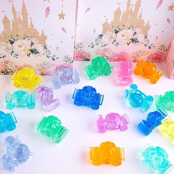 Niceup 33pcs Princess Pumpkin Carriage Figurines 1.7in Acrylic Crystal Princess Diving Toys for Party Favors Pinata Fillers Decorations Cupcake Toppers Girls Craft Trinkets Candy Table Decors