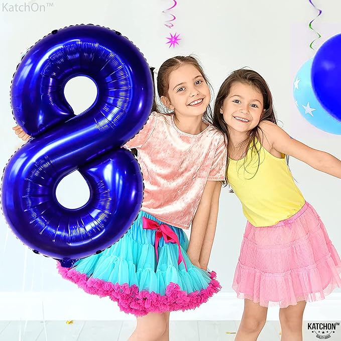 KatchOn, Navy Blue Number 8 Balloon - 40 Inch | Number 8 Balloons for Birthdays | 8th Birthday Decorations Boy | Blue 8 Balloon Number, 8 Year Old Balloon | 8th Birthday Balloons, Eight Balloon Number