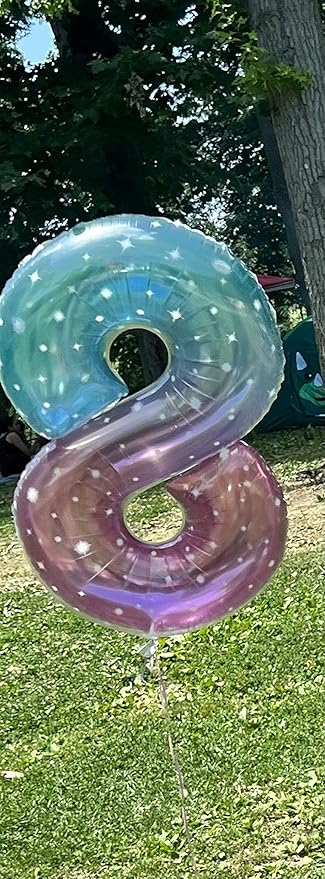 8 Birthday Balloon, 40 Inch Pink Blue Purple Fiol Big Ballon for Women And Men, Numbers Balloon Decoration for Happy 8 18 28 80 Birthday, Wedding Anniversary, New Year, Halloween Party Decoration