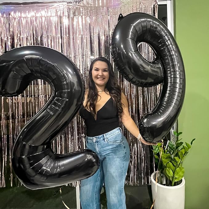 Black Number 5 Balloon 40 Inch, 5th Birthday Party Decorations for Children, Giant 5 Foil Balloon for Party Supplies