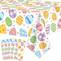 4 Pack Easter Plastic Tablecloth 54 x 108 Inch Oil Painting Easter Eggs Disposable Table Cloth Colorful Eggs Flowers Rectangle Table Covers for Spring Party Tables Decoration Home Kitchen Supplies