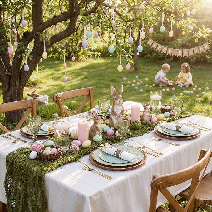 175PCS Sage Green Plastic Plates - Heavy Duty Green Plates Disposable - 25Guests Plastic Dinnerware with Rolled Napkins for Spring/Birthday/Baby Shower/Easter