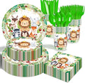 Jungle Animals Party Decorations - 350 Pcs Safari Animal Baby Shower Plates and Napkins, Wild Animals Theme Disposable Tableware Set for Baby Shower Zoo Birthday Party Supplies Favors, Serves 50