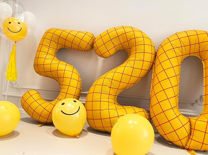 40" Matte Yellow Balloons Toy Inspired Story Theme party Supplies, Number Birthday Decoration, Cowboy Decorations Western, Cowgirl Party Balloon Digital 5