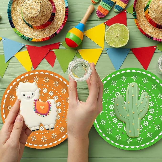 120PCS Mexican Fiesta Plates and Napkins Party Supplies, Cinco De Mayo Party Decorations Tableware Set for Mexico Taco Carnival Colorful Carnival Birthday Pinata Platters Dance Party Serves 20