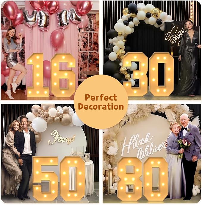 imprsv 3FT Light Up Numbers, Marquee Numbers 15th Birthday Decorations for Girls Boys, 15th Birthday Women Foam Board Anniversary Party Decorations Arch Kit (DIY)