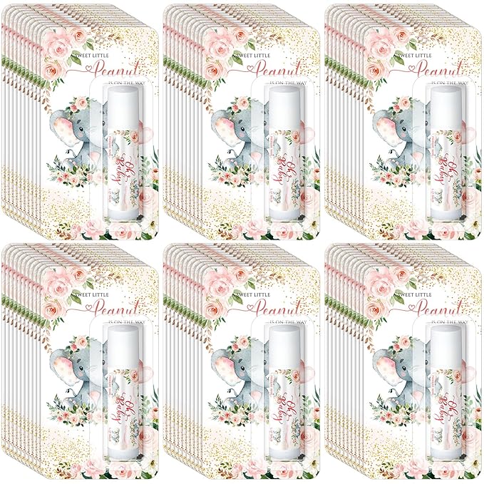 30 Pack Little Peanut Party Baby Shower Games Prizes Bulk Lip Balms Pink Elephant Party Gifts for Winners Boys Girls Gender Reveal Favors Decorations Baby Shower Souvenirs Gift Bags Stuffers