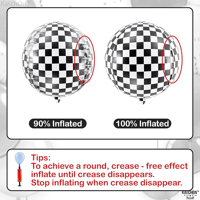 KatchOn, Black and White Checkered Balloons - 22 Inch, Pack of 12 | Race Car Balloons for Race Car Birthday Party Decorations | Racing Party Decoration | Checkered Party Decorations | Emo Party Décor