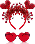 Heart Headband Valentines Day Headband with Red Heart Shape Sunglasses Valentine Accessories for Valentine Wedding Anniversary Party Favors