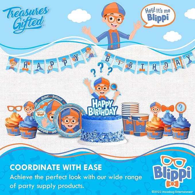 Treasures Gifted Officially Licensed Blippi Birthday Party Supplies - Pack of 2 Large Rectangular Tablecloths 54in x 108in - Party Decorations for Tabletop - Happy Birthday