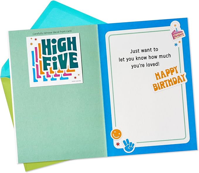 Hallmark Kids Birthday Card with Sticker (High Five Decal) for Son, Daughter, Grandchild