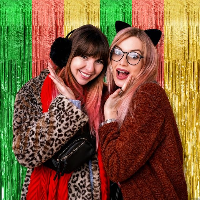 2 Pack Hawaii Backdrop Party Decorations Tinsel Curtain Summer Party Streamer Foil Fringe Birthday Decorations Photo Booth Vibrant Theme Christmas Beach Baby Shower Graduation Decor