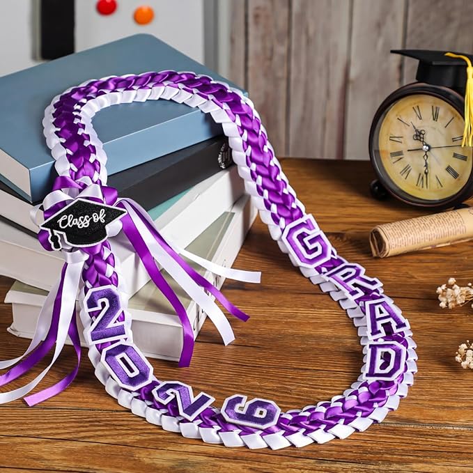 Hotop 2026 Graduation Leis Class of 2026 Grad Ribbon Money Lei Handmade Double Braided Necklace for Graduation Gifts Supplies