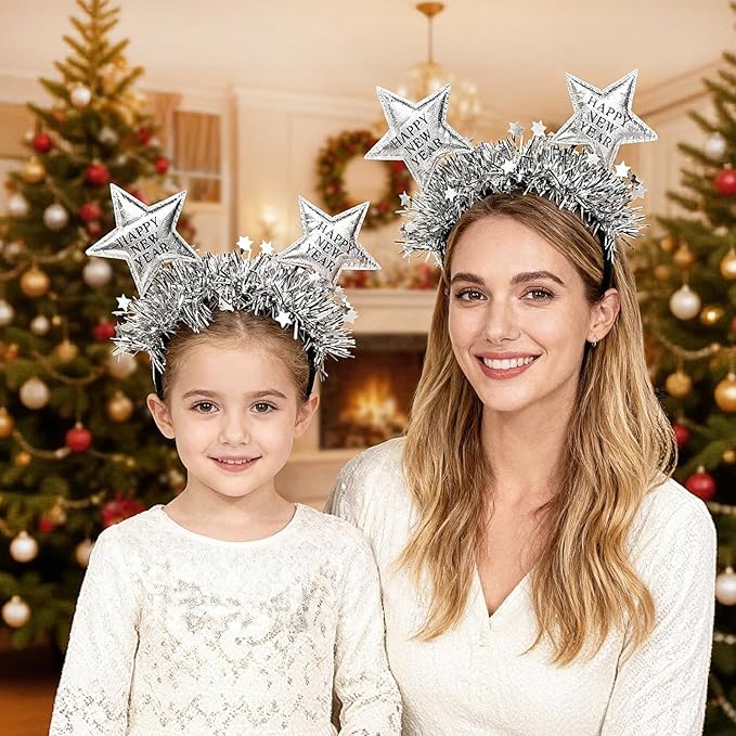 Doneace Happy New Year Headband 2026 New Year Eve Hairbands Glitter Hair Accessories for Women Girls New Years Party Favors