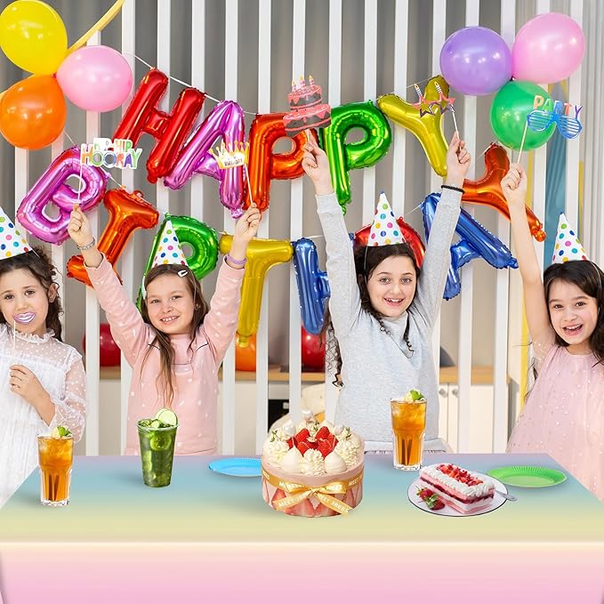 3 Pack Rainbow Tablecloth, Pastel Table Cloths for Parties Rainbow Princess Plastic Table Cloth Birthday Party Colorful Disposable Tablecloth for Pastel Birthday Party Decorations 54x108 Inch