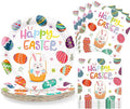 Easter Plates and Napkins Set for 20 Guests - 40 Pcs Disposable Easter Dinnerware, 9 Inch Colorful Egg & Bunny Paper Plates 20pcs and Napkins 20pcs for Dinner, Spring Party Decorations