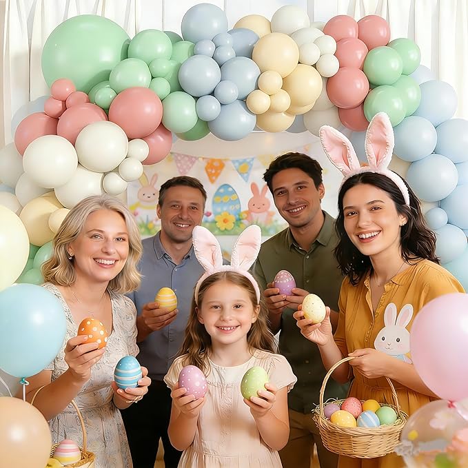 Pastel Balloon Arch Kit, Easter Balloons Garland with Dusty Pink Sage Green Ivory White Yellow Blue Balloons for Boho Baby Shower Flower Fairy Wedding Spring Birthday Easter Party Decorations