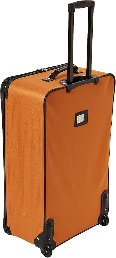 Rockland Fashion Softside 4 Piece Luggage Set, Expandable, (14" Tote/19"/24"/28"), Orange