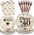 96Pcs Espresso Martini 40th Birthday Decorations Cheers to 40 Years Plates and Napkins Disposable Espresso Martini 40th Paper Tableware Sets for Women Cheers to 40 Birthday Party Supplies, Serves 24