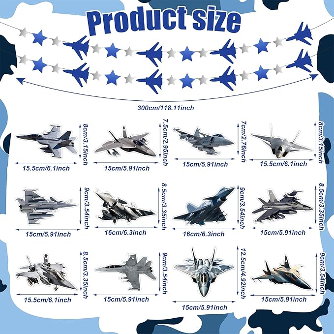 26 Pcs Airplane Party Supplies Air Force Banner Garland Hanging Swirls Fighter Jet Party Decoration for Birthday Retirement Airplane Whirls Ceiling Swirls Streamers Aviation Decoration