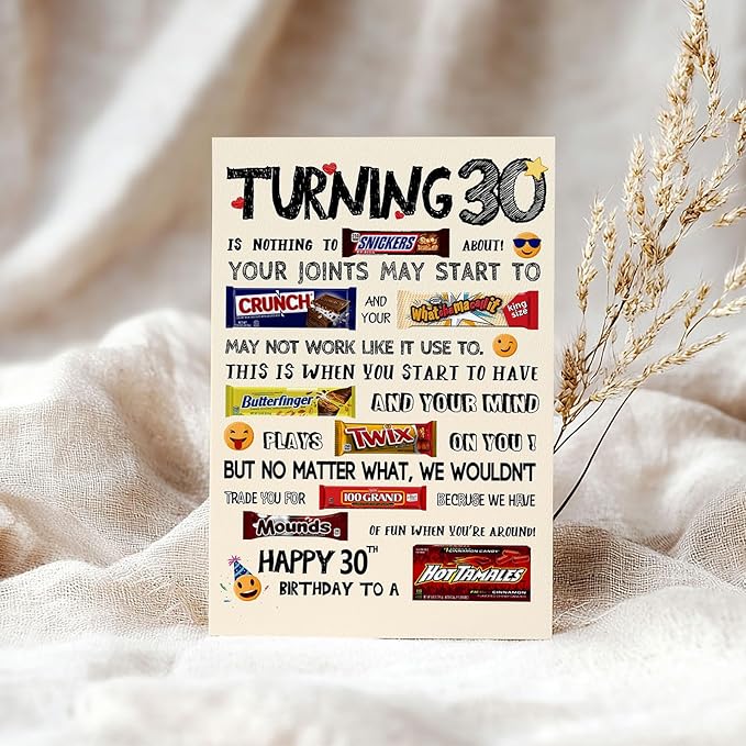 Funny 30th Birthday Card, Happy 30th Birthday Gifts for Men Women, Unique 30th Birthday Decorations for Her Him, Humor 30 Year Old Birthday Cards Gifts for Husband Wife