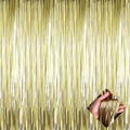 4 Pack 3.3Ft x 6.6Ft Light Gold Foil Fringe Curtain Backdrop, Metallic Tinsel Foil Fringe Streamers Curtains Background for Photo Booth, Birthday, Wedding, Halloween, Christmas Party Decoration