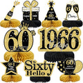 9 Pcs 60th Birthday Decorations Honeycomb Centerpieces for Women Men, Black Gold 1966 Aged to Perfection Vintage Centerpieces for Tables Toppers,Sixty Years Party Decorations Supplies