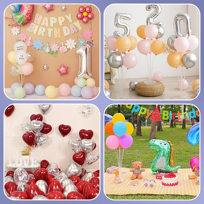 6 Sets Balloon Stand Kits, Balloon Sticks with Base for Table Centerpieces Graduation Birthday Baby Shower Gender Reveal Party Decorations