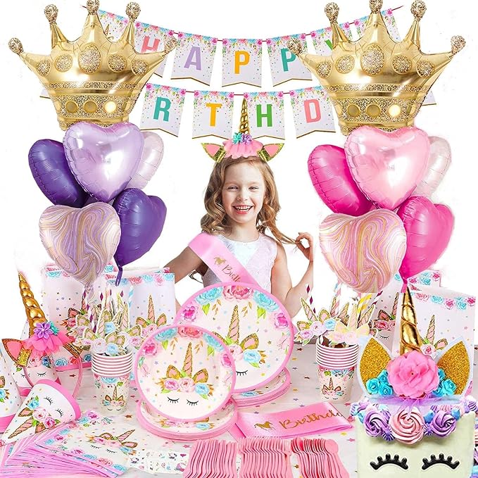 Crown Princess Balloons Pink Purple And Gold Set Of 2 Foil Helium Mylar Balloons,For Unicorn Princess Birthday Party Decorations Baby Shower Supplies