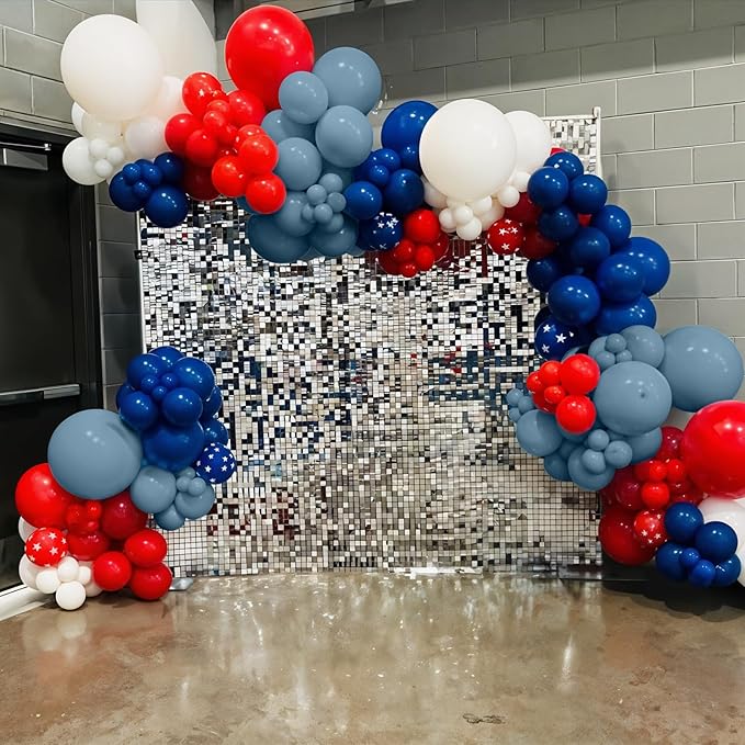 Red White and Blue Balloons, Baseball Balloon Red Royal Dusty Blue White Latex Party Helium Balloons for Birthday Baby Shower Graduation Wedding 4th of July Independence Day Patriotic Party Decoration
