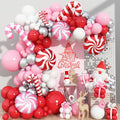 Christmas Balloon Arch 147 Pcs Red Pink White Silver Latex Balloons Garland Kit Pink Red Xmas Candy Cane Foil Balloon for Merry Christmas Birthday Baby Shower Holiday New Year Party Decoration