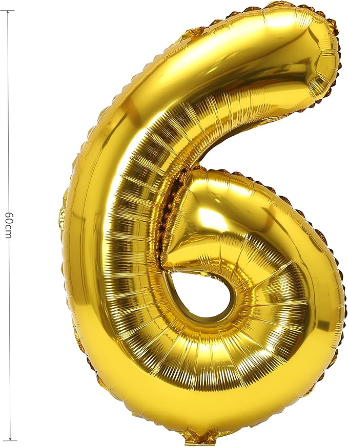 YPSelected 32 Inch Large Foil Helium Number Balloon Birthday Wedding Party 0-9 (Gold, 6)
