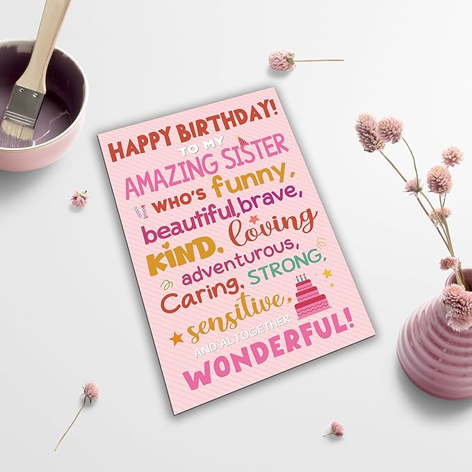 Funny Sister Birthday Card, Best Sister Greeting from Brothers or Sisters, Heartfelt Appreciative Birthday Card Gift for Her Women