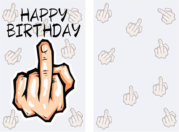Karto Funny Birthday Card for Men Women - Large 5.5x8.5 inch Happy Birthday Cards for Brother Sister Friend Coworker - 30th 40th 50th 60th - Rude Middle Finger