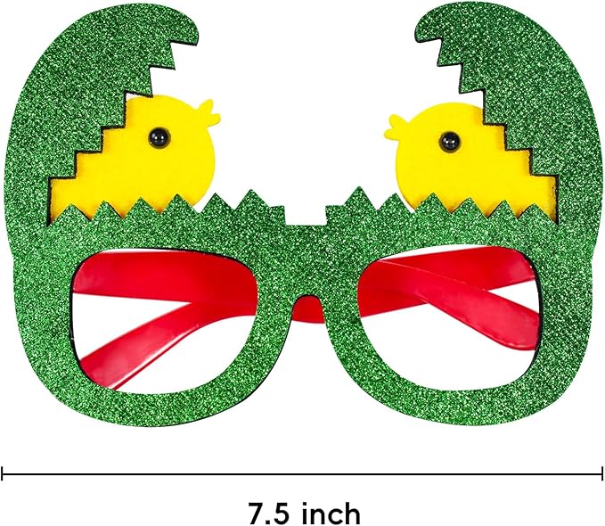 MGparty Easter Party Glasses Frame 12PCS Easter Bunny Ears Chick Eggs Glasses Easter Party Decoration Supplies Easter Photo Booth Basket Stuffers for Kids and Adults