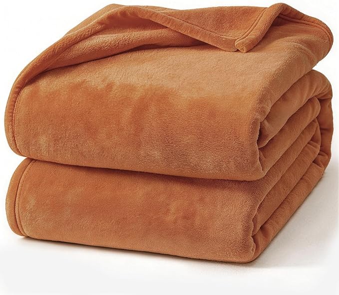 Hansleep Fleece Pumpkin Orange Throw Blanket, Super Soft Flannel Fuzzy Plush Cozy Blanket for All Seasons, Pumpkin Orange, Throw 50x60 Inches