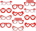 KatchOn, Red Heart Glasses - Pack of 12 | Valentines Glasses for Valentines Day Decorations | Valentines Photo Props for Valentines Decor | 6 Designs Heart Shaped Glasses | Galentines Day Decorations