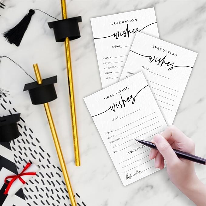 30 Minimalist Graduation Wishes Cards - 4X6 Advice & Wishes Cards, Grad Wish Card, Class Of 2026 Graduation Party Decorations & Supplies - 001