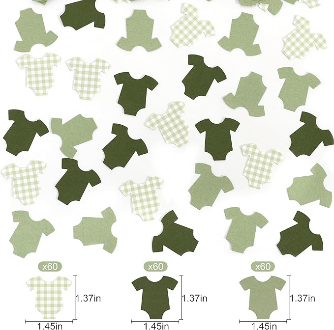 Green Bodysuit Confetti - Green Gingham Baby Shower Confetti,Baby Shower Decoration,Boy/Girl Onsie Decor (green-2)