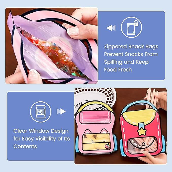 Muitcdo 20 PCS Small Goodie Bags for Kids with Handles Cute Party Favor Bags Seal Plastic Children Gift Wrap Bags Bulk Snack Candy Treat Bags for Birthday Back to School Classroom Travel