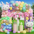Easter Balloon Garland Kit 168Pcs, Pastel Rainbow Balloon Arch Kit with Bunny Foil, Printed Balloons Spring Colorful Balloon for Spring Easter Baby Shower Birthday Party Decorations