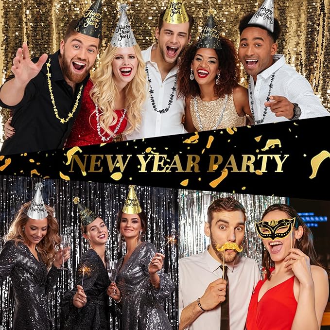 2026 New Years Eve Party Hats Kit - Happy New Years Paper Hats Eve Party Supplies for Adults Celebration Decoration