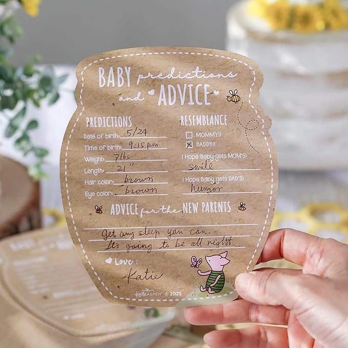 Kate Aspen Classic Winnie Baby Shower Advice and Wishes Cards - Baby Prediction Cards for Shower Guests - Baby Shower Game and Table Decorations - Set of 50 for Parents to Be Keepsake