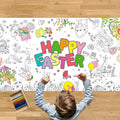 Tbsone Easter Coloring Tablecloth Poster, 72x30 Inch Spring and Easter Paper Crafts for Kids, Games Activities Party Decorations